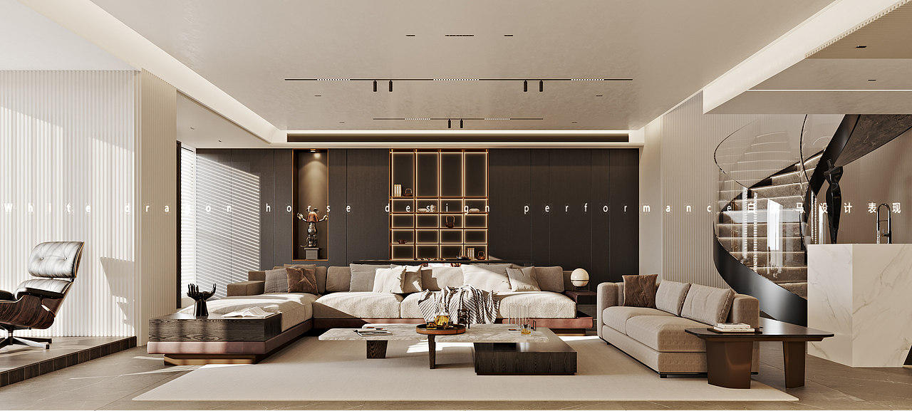 现代客餐厅—白龙马效果图