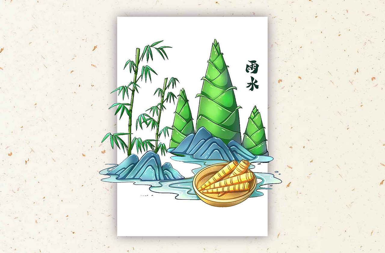 古风二十四节气植物美食组合元素