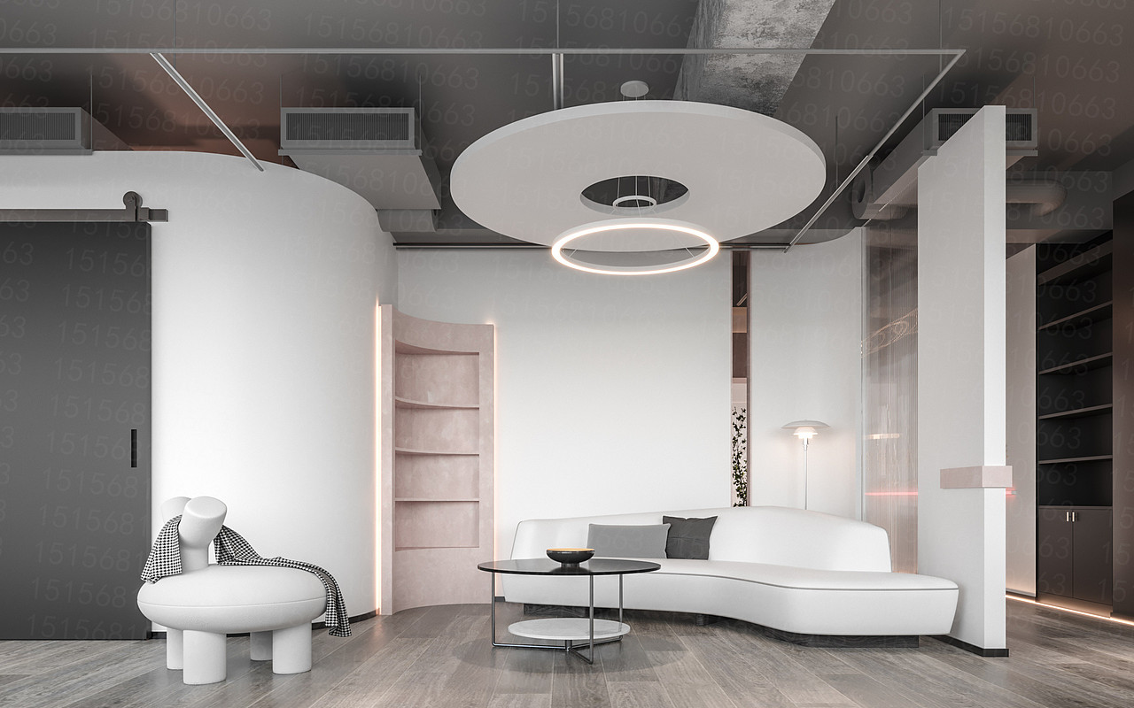 办公空间效果图 -门厅前台吧台效果图