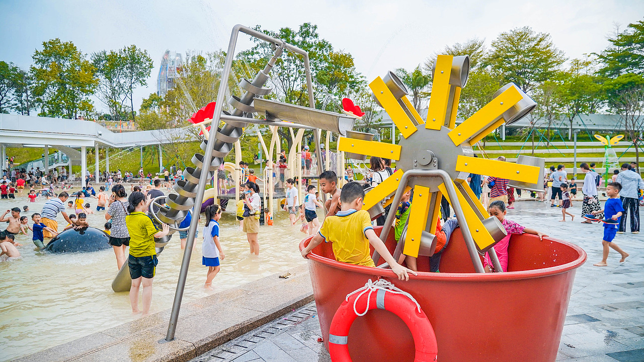 快乐水世界,佛山桂城儿童公园之浅水池游乐设计