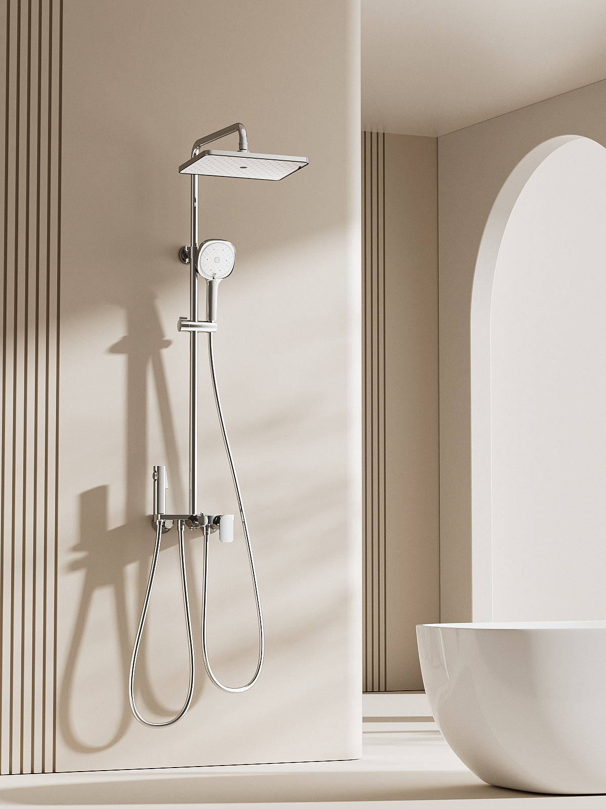 浴室柜丨智能花洒 渲染