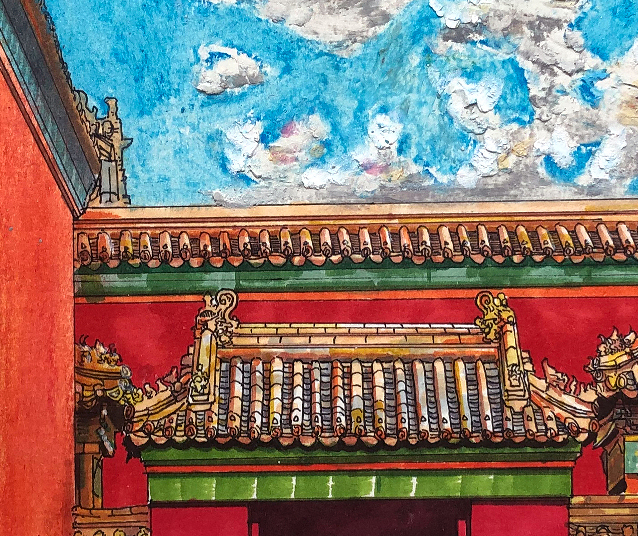 手绘系列作品|《手绘故宫》作品五（图ZMzQ5NzM1ODg0） - 商业插画 - 站酷设计师南河湾原创素材 - 站酷ZCOOL