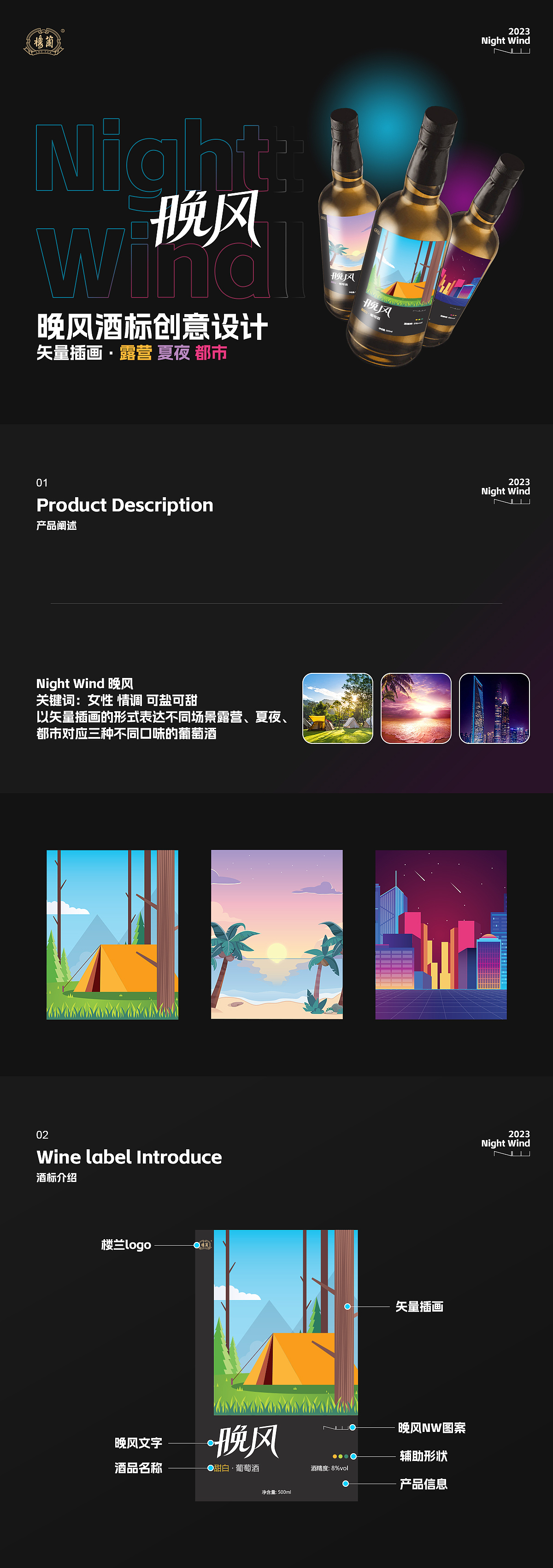 Night Wind - 晚风酒标创意设计