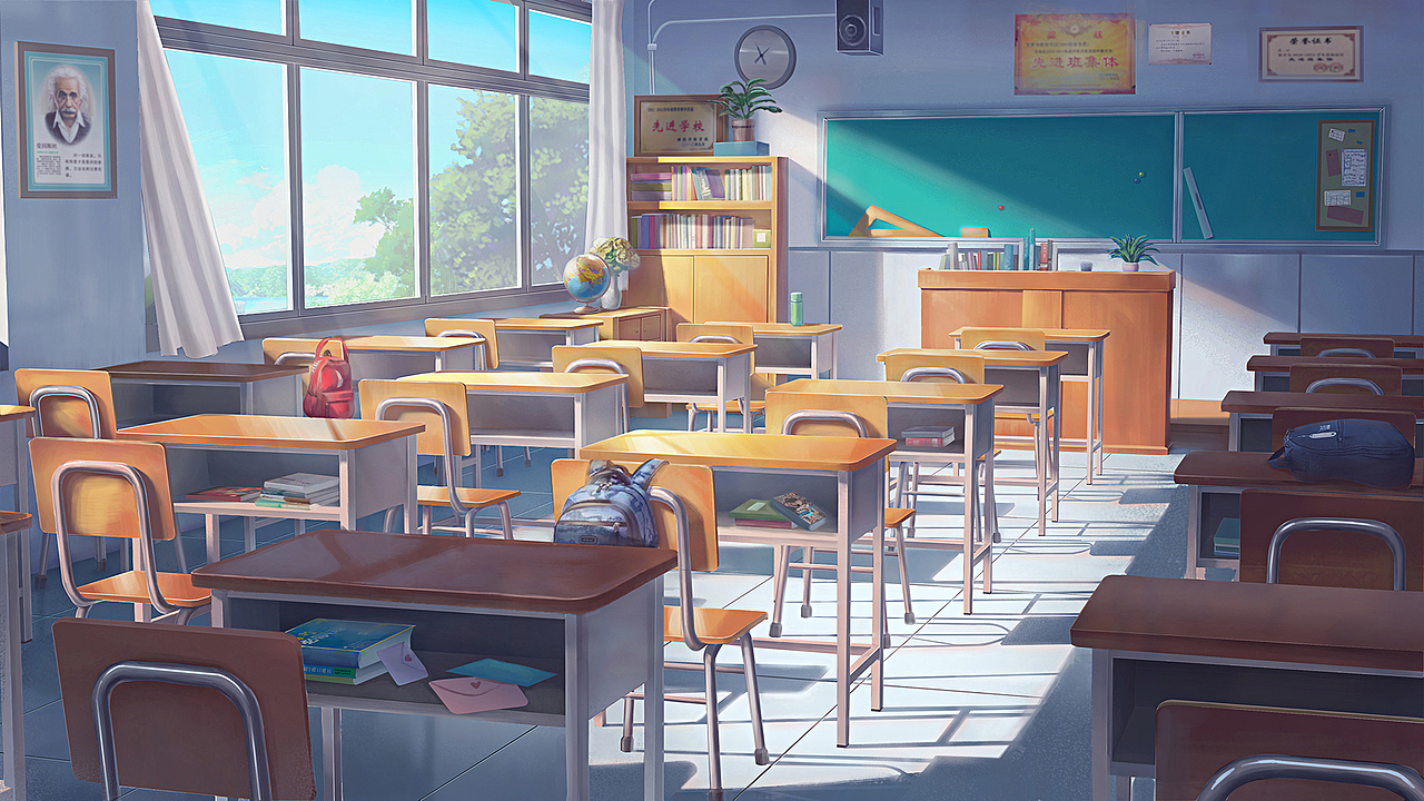 中午放学后的教室（图ZMzQyNTYzNDEy） - 商业插画 - 站酷设计师郭明达原创素材 - 站酷ZCOOL