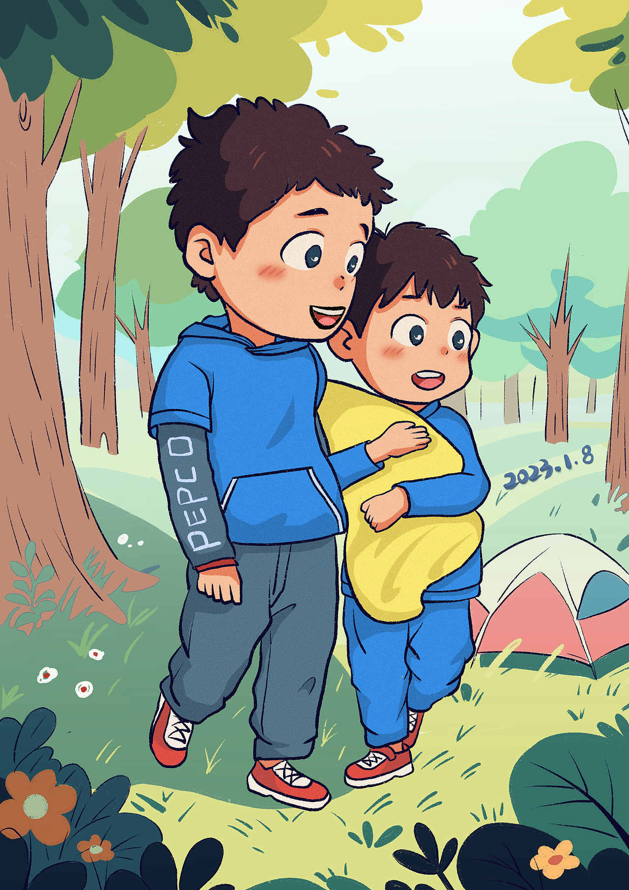 我把你畫成畫——兄弟2023（圖ZMzY4OTU2NDA4） - 兒童插畫 - 站酷設(shè)計師家有二熊原創(chuàng)素材 - 站酷ZCOOL