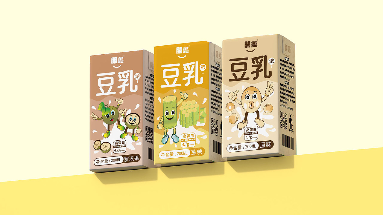 開鑫浓豆乳、罗汉果与蔗糖系列（图ZMzUyMTkwMTE2） - 包装 - 站酷设计师浅茉之设原创素材 - 站酷ZCOOL
