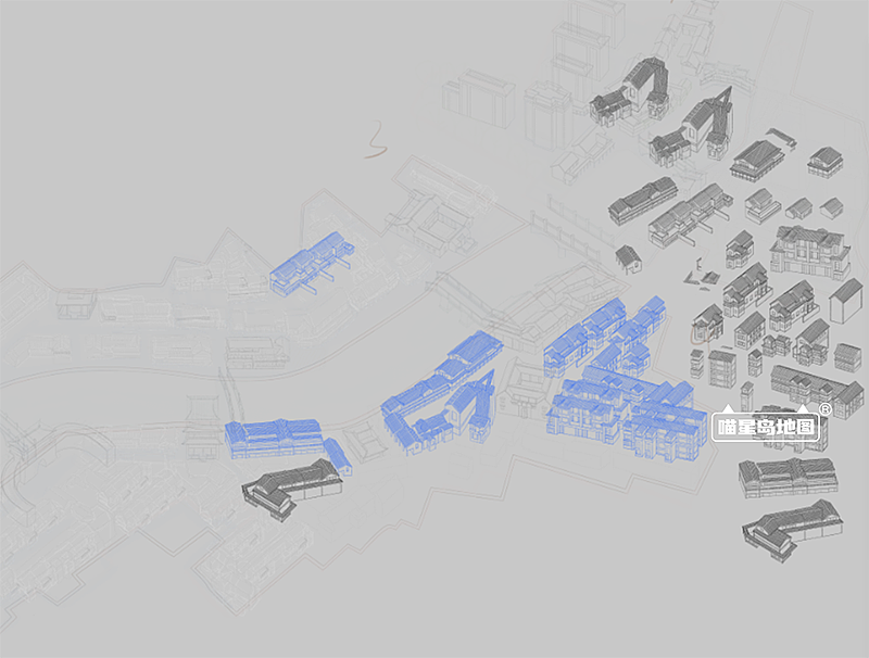 赭溪老街旅游手绘地图导览图—喵星岛文创