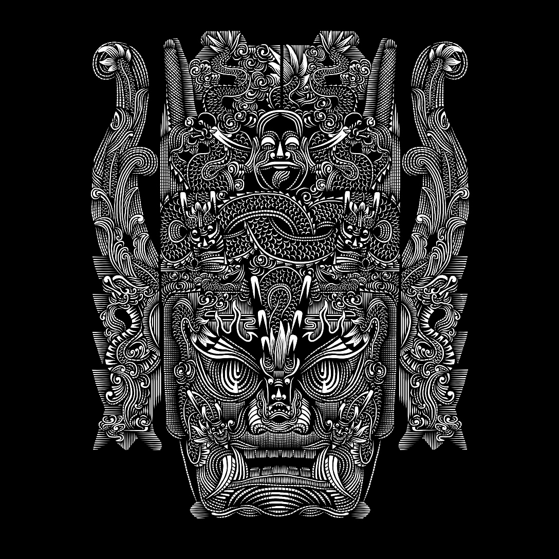 傩戏面具的精雕细琢（图ZMzYwNDEzMTE2） - 艺术插画 - 站酷设计师是坨坨呀原创素材 - 站酷ZCOOL