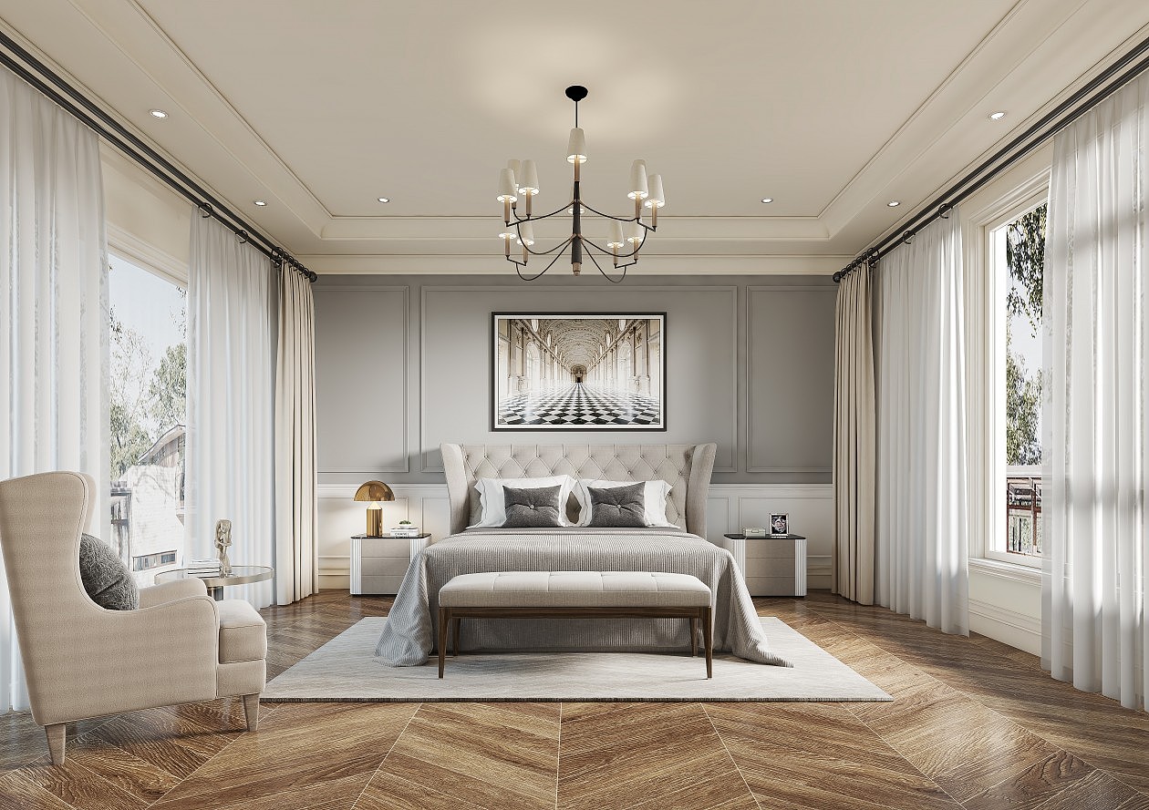 简欧风格客餐厅效果图设计