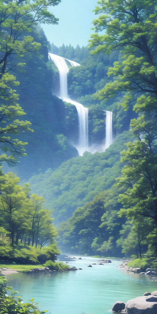 晴空,山脉,森林,河流（图ZMzMwMjE5NDU2） - AI作品 - 站酷设计师绘画小虾米原创素材 - 站酷ZCOOL