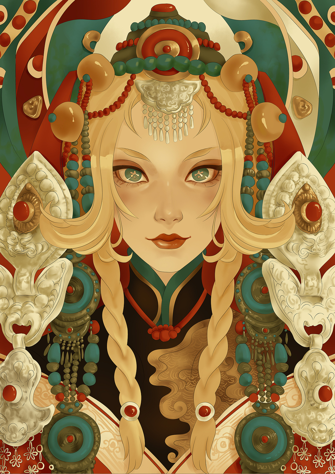 原创插画-藏族服饰女孩手机壳文创设计（图ZMzY0Mjc3NTY4） - 艺术插画 - 站酷设计师moandfei原创素材 - 站酷ZCOOL