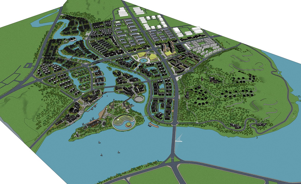 安化黑茶小镇文旅小镇SU模型下载