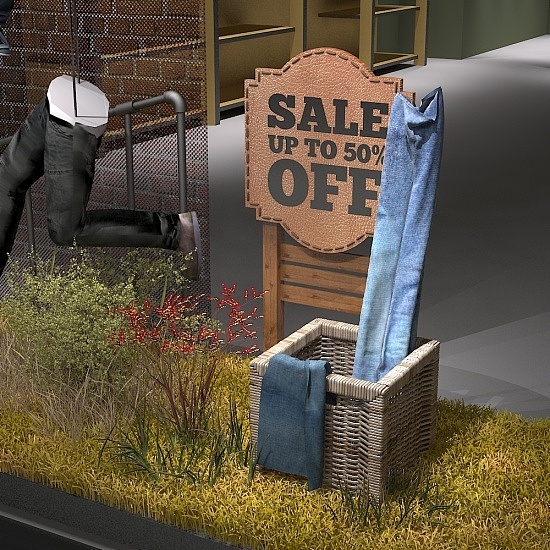 Levi`s商场店铺陈列道具设计