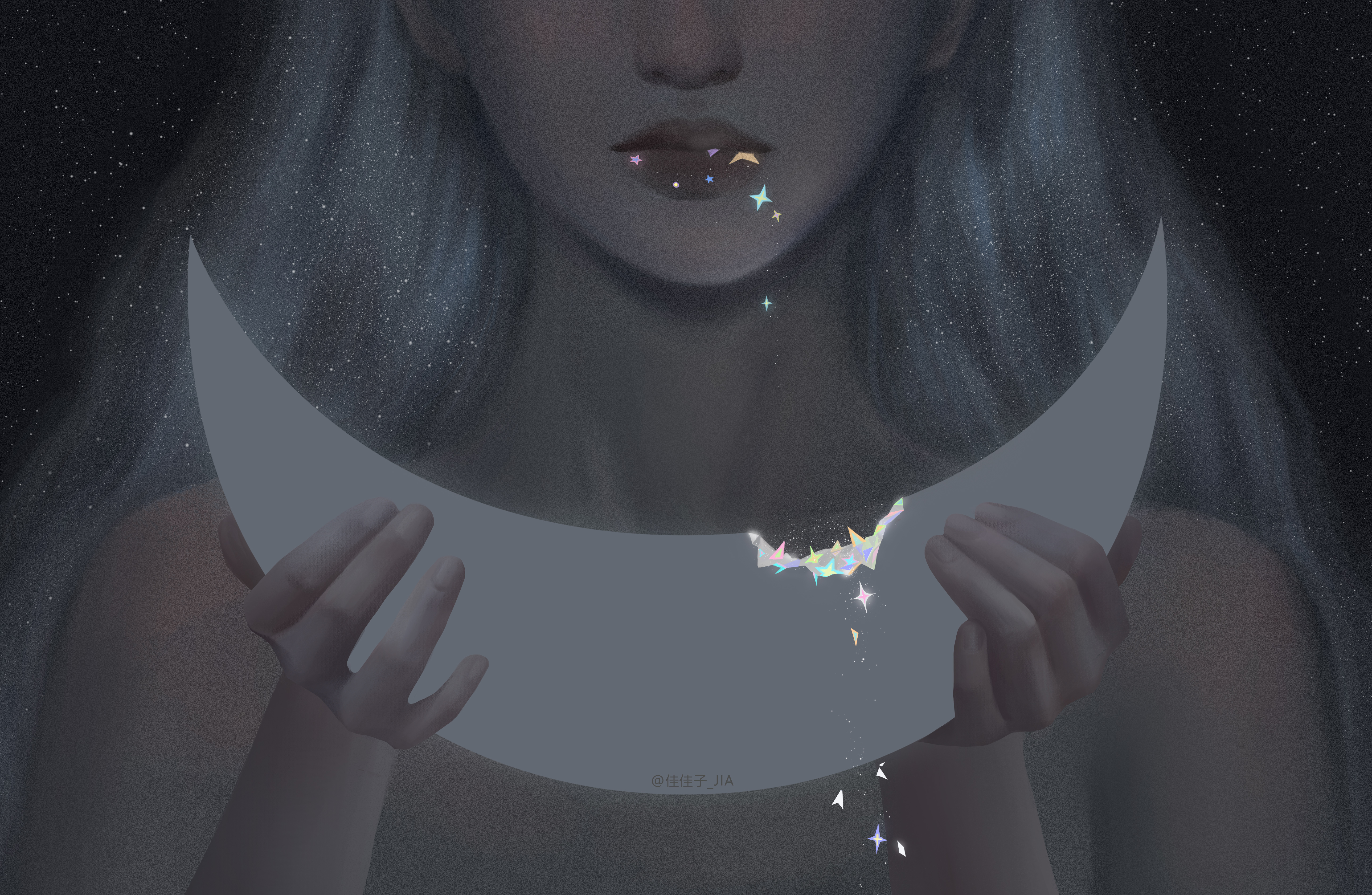 月亮被嚼碎成了星，你就藏在漫天的星光里