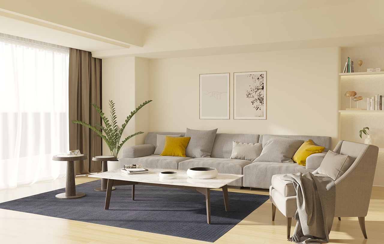 一个客厅效果图 3DS MAX