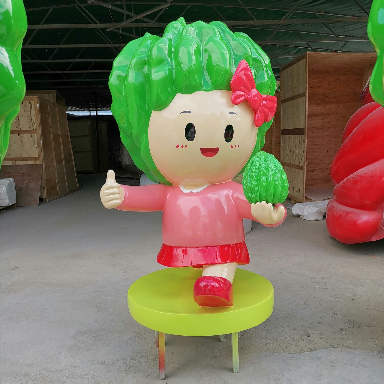 凉瓜乡村小镇江门杜阮明星农产品玻璃钢苦瓜卡通雕塑