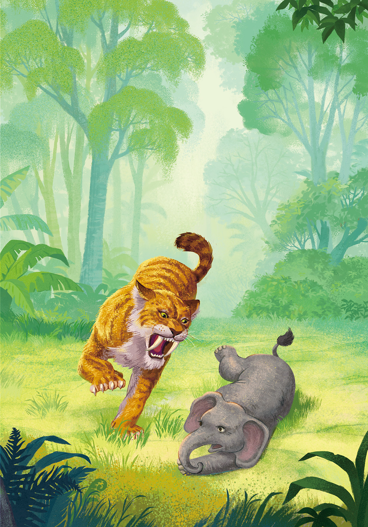 《劍齒虎家族》封面插畫(huà)（圖ZMzU3NTE2Mjc2） - 商業(yè)插畫(huà) - 站酷設(shè)計(jì)師綠漆_原創(chuàng)素材 - 站酷ZCOOL