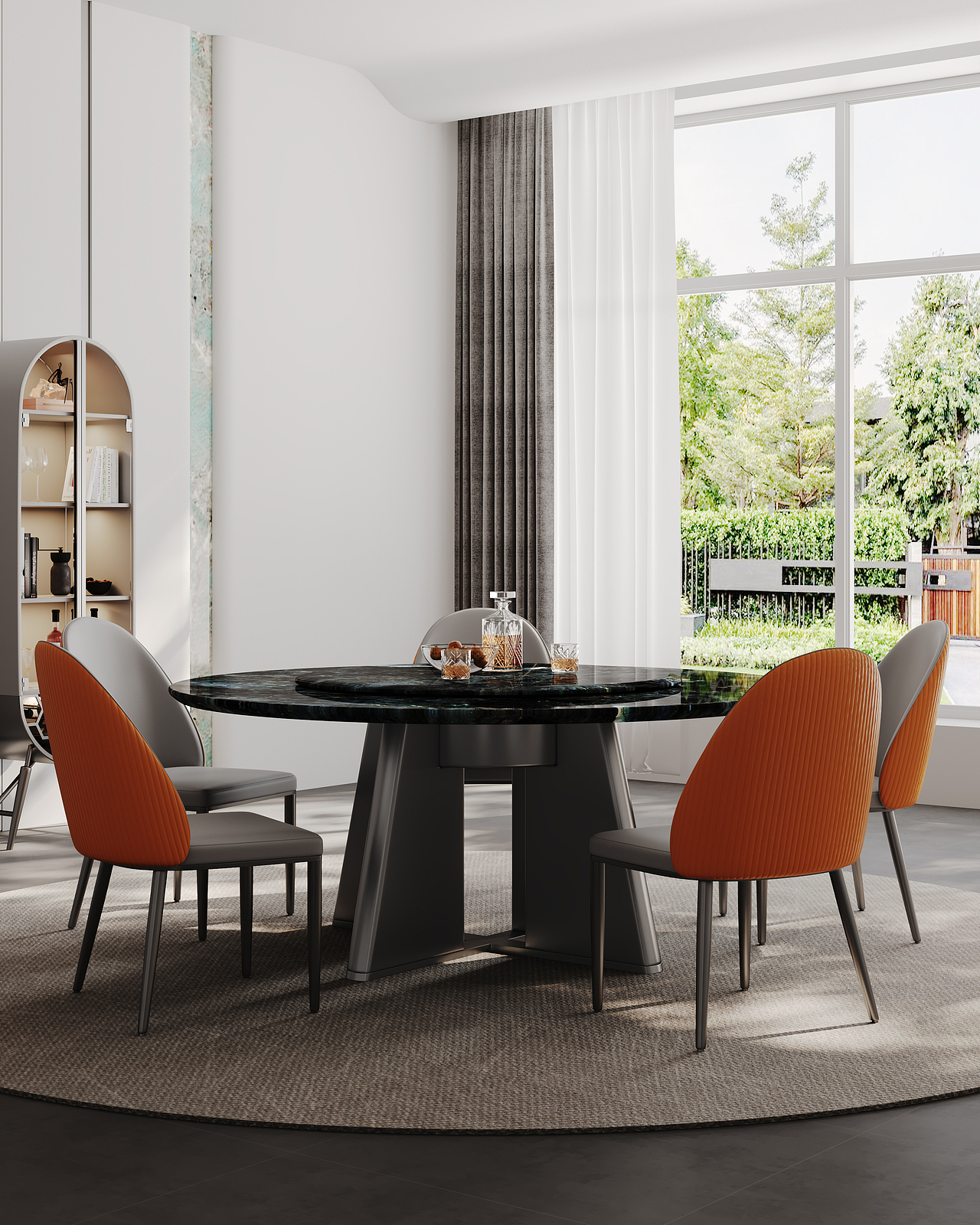 大理石电动餐桌