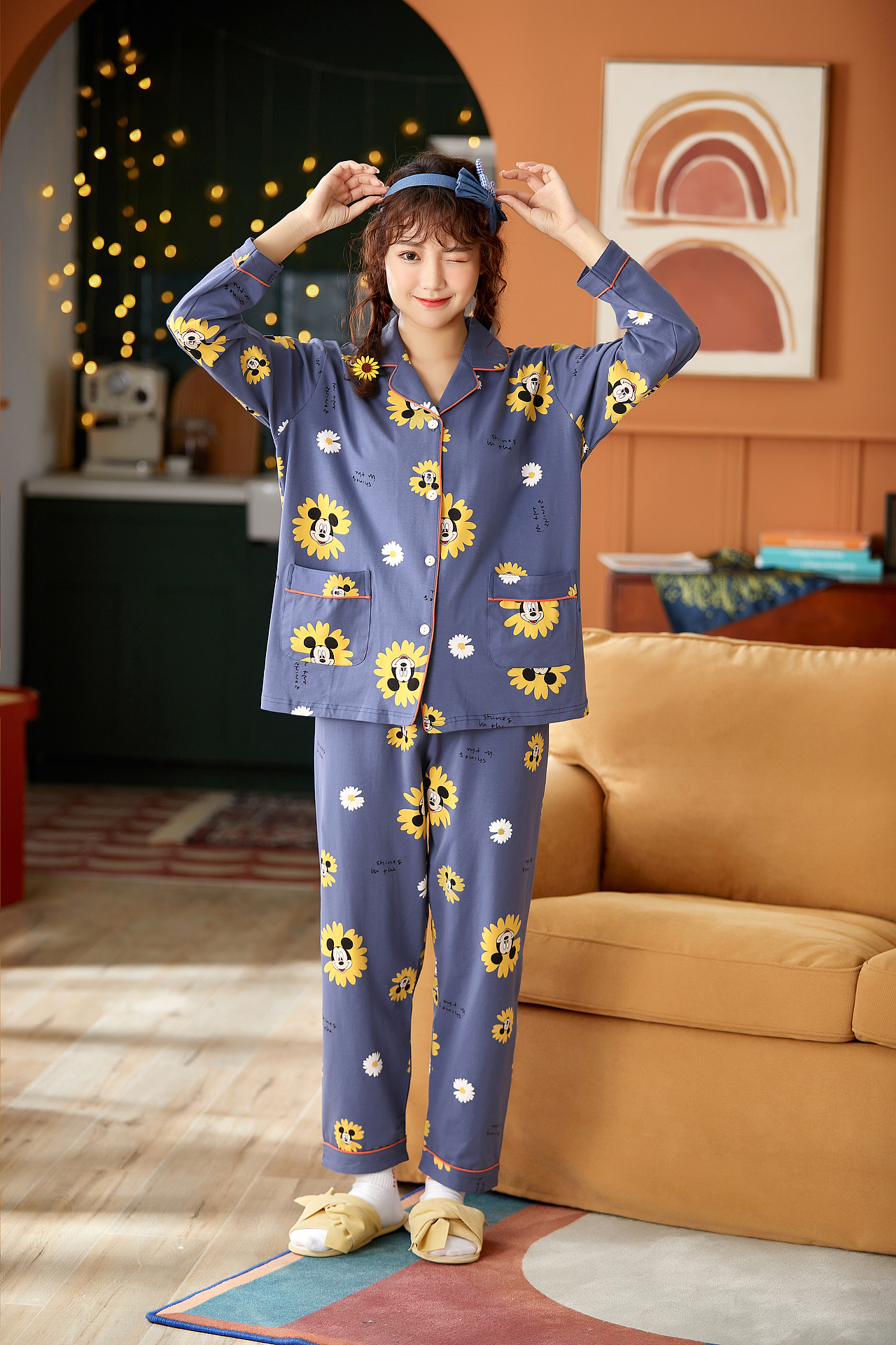 春秋季可爱韩版布朗熊针织纯棉开衫翻领家居服套装（图ZMzA1NzI3Nzk2） - 人像摄影 - 站酷设计师联盒摄影广告原创素材 - 站酷ZCOOL