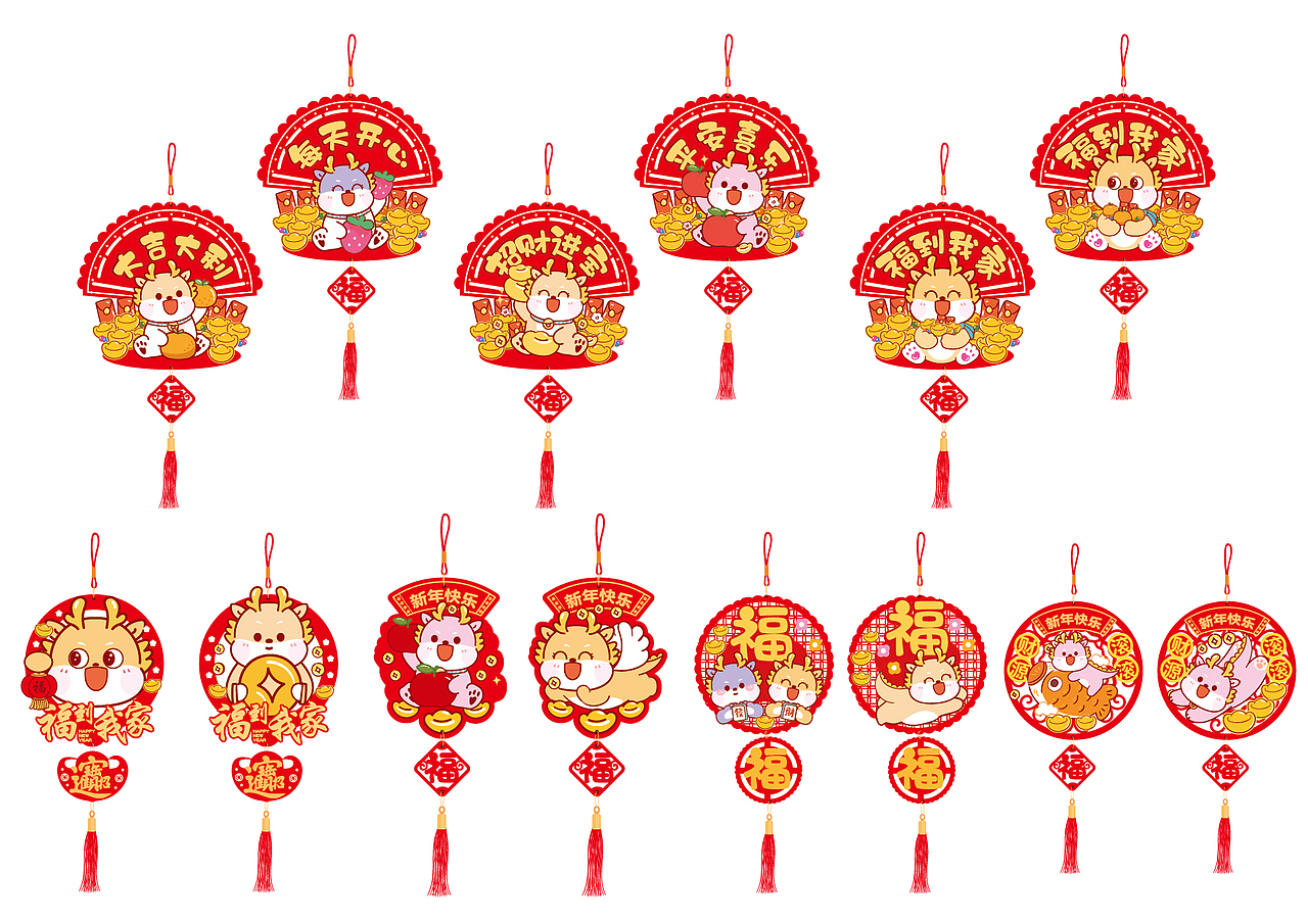 小飞龙IP卡通形象龙年挂件窗花静电贴纸 可合作