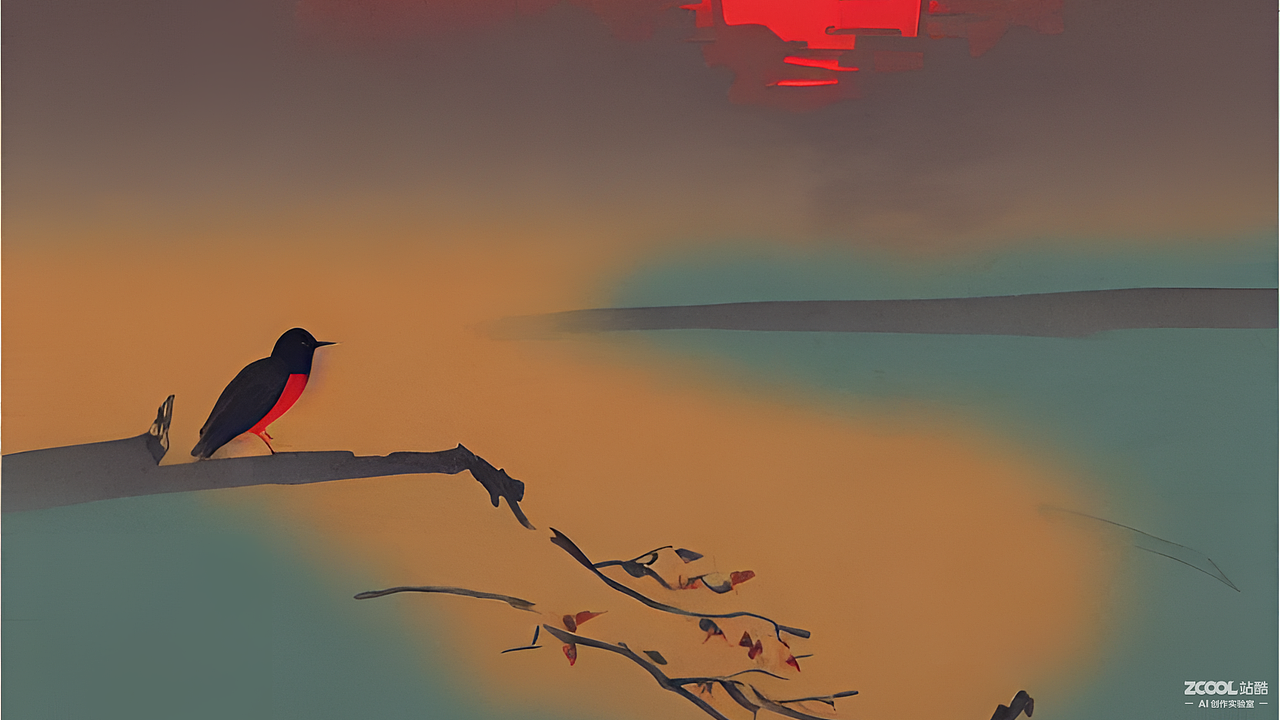 #AI创作实验室#落霞与孤鹜齐飞,秋水共长天一色