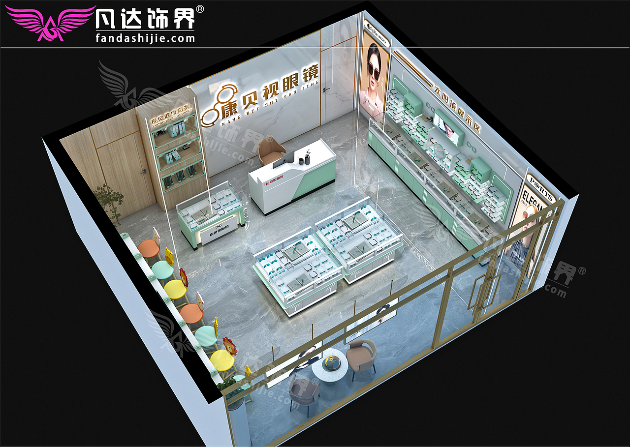 河北衡水康贝康眼镜店装修效果图案例
