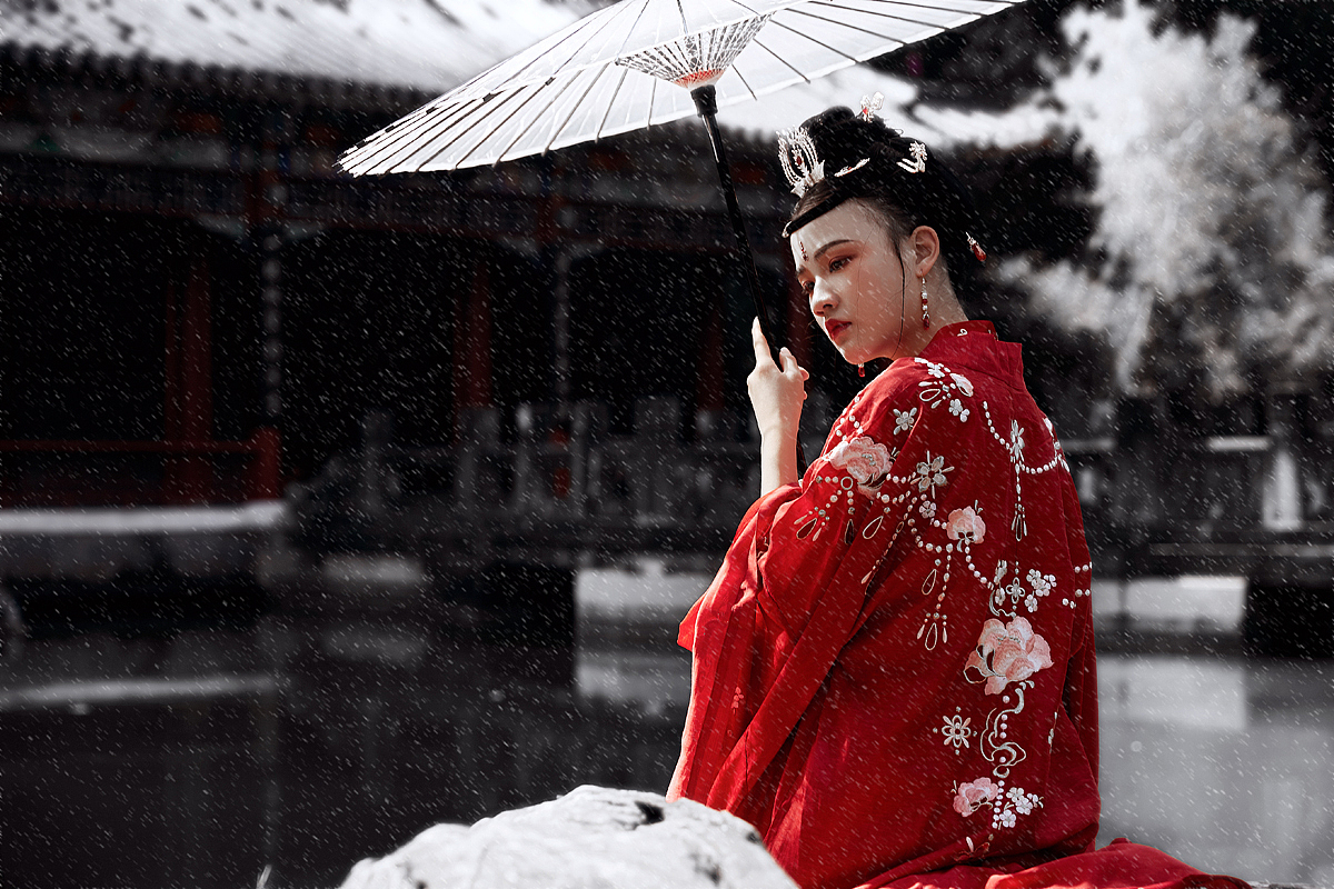 园博园雪景汉服写真