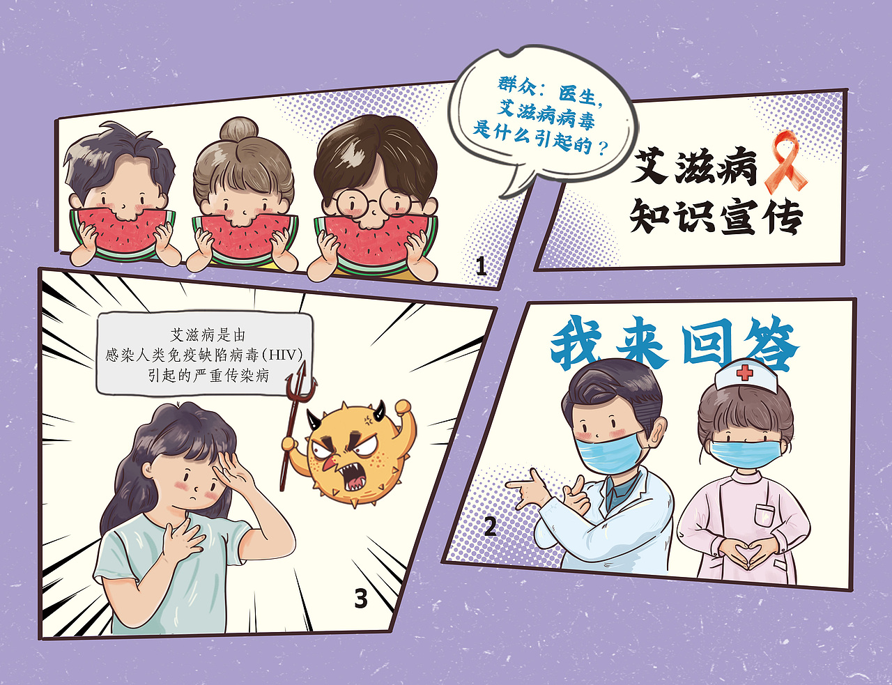 手绘医学小知识（系列5） #“1201”艾滋病宣传日#（图ZMzA5MjkwMzA0） - 儿童插画 - 站酷设计师洋哎哎呀原创素材 - 站酷ZCOOL
