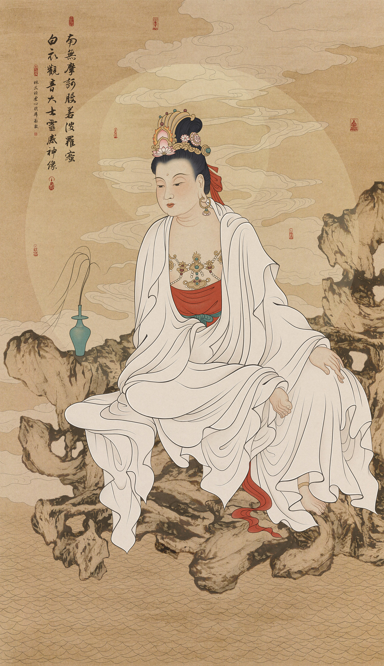 工笔画《白衣观音大士》