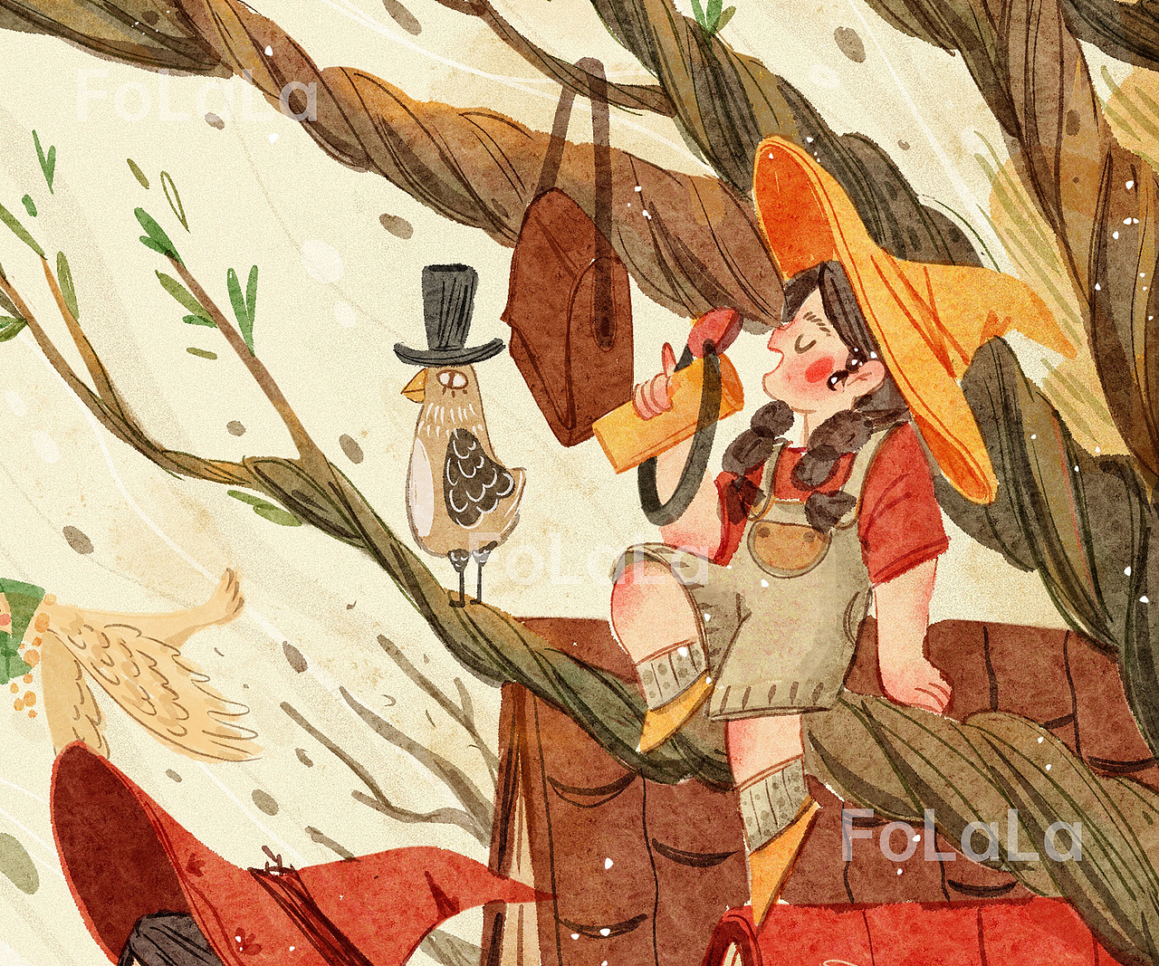 魔女系列05：原创插画-魔女邮差使（图ZMzIxODMwOTY0） - 儿童插画 - 站酷设计师Folala一二原创素材 - 站酷ZCOOL