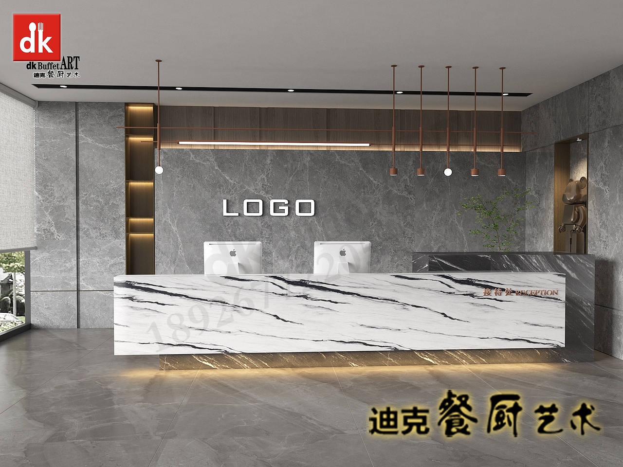 会所轻奢吧台厂家 酒店售楼部大理石吧台 自助餐台