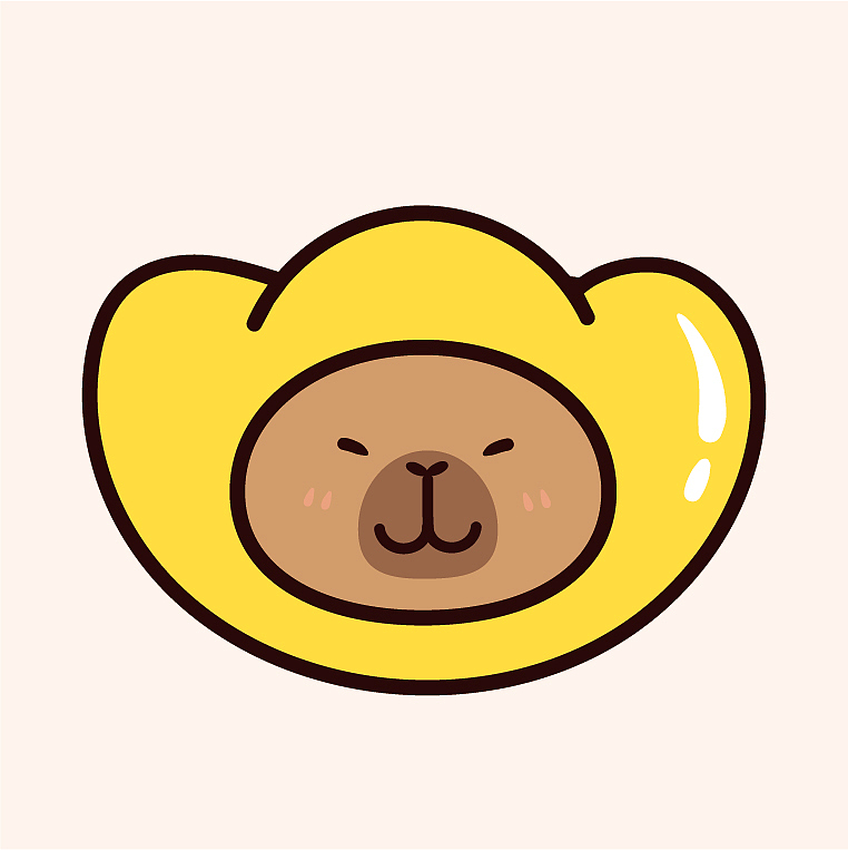 卡皮巴拉水豚萌萌IP卡通形象插画水果系列