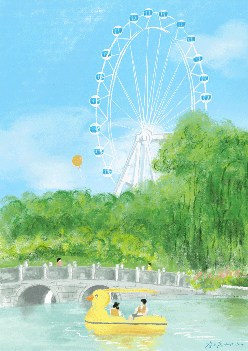 夏日的公园（图ZMzAzMjg3MTEy） - 艺术插画 - 站酷设计师李小鹿619原创素材 - 站酷ZCOOL