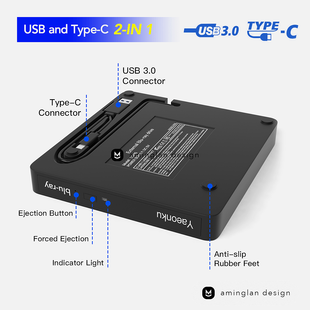 蓝光光驱产品建模_主图设计_A+页面设计