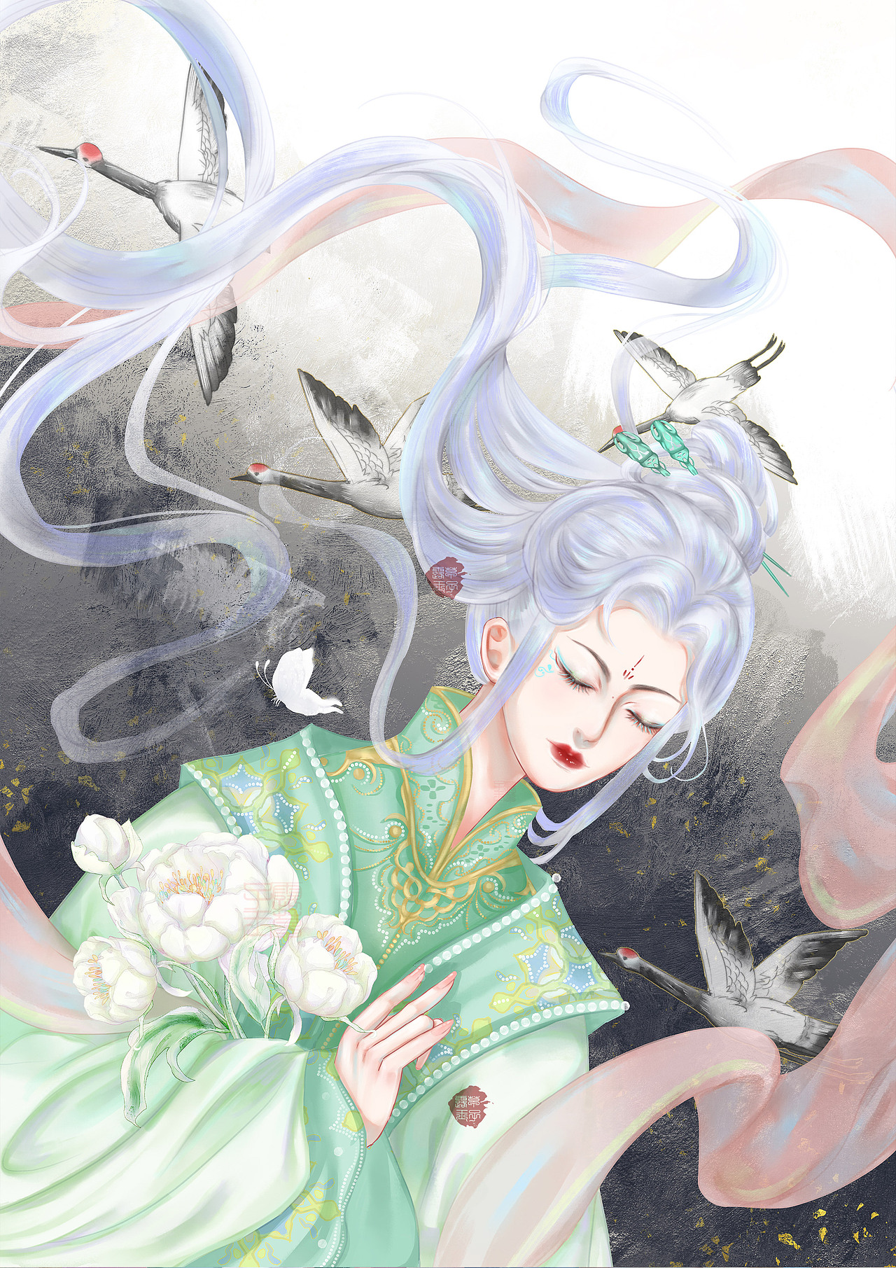 仙人抚我顶,结发受长生