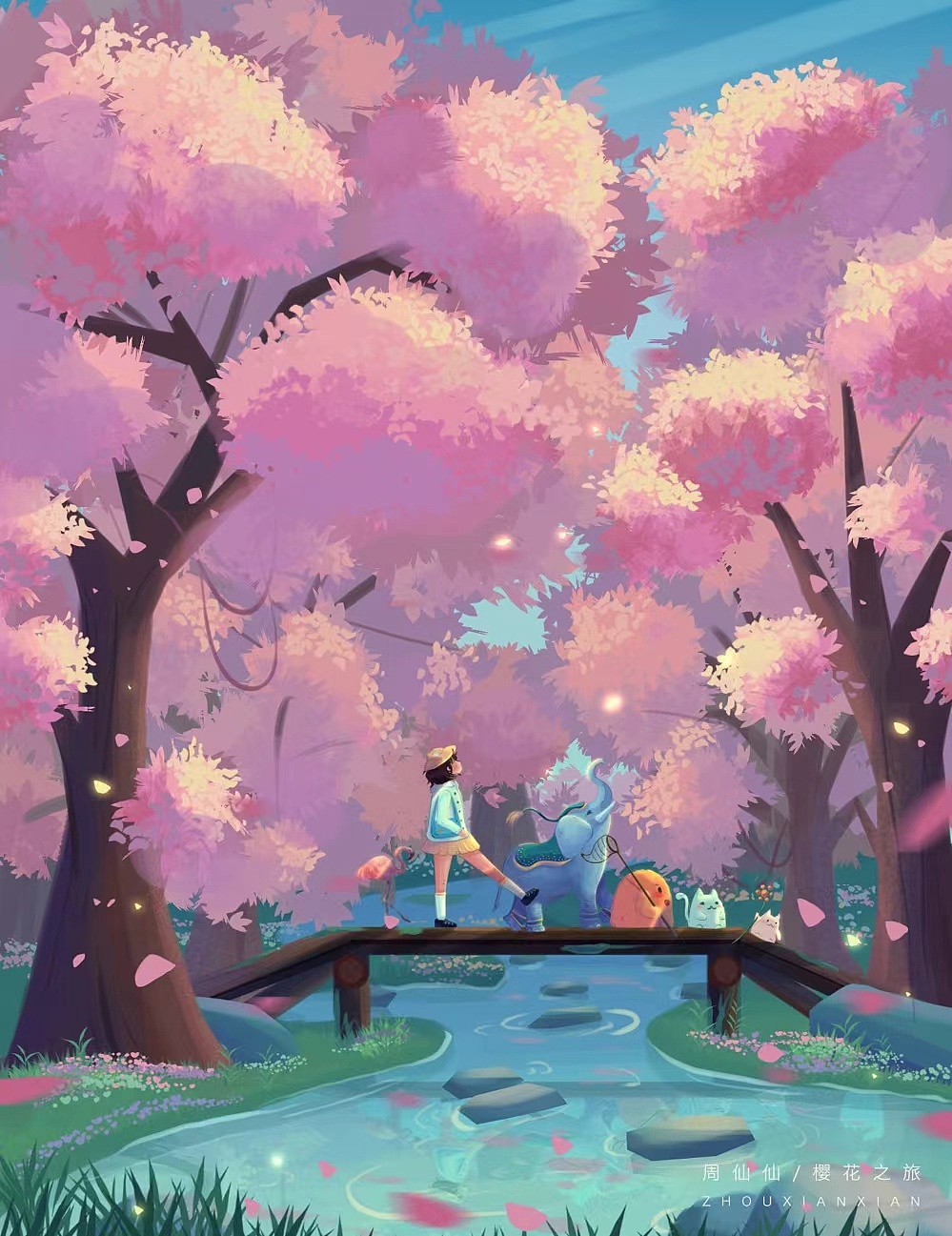 在樱花盛开的季节，赴一场春日盛宴吧！（图ZMjk4OTY4MDc2） - 创作习作 - 站酷设计师周仙仙ai画画原创素材 - 站酷ZCOOL