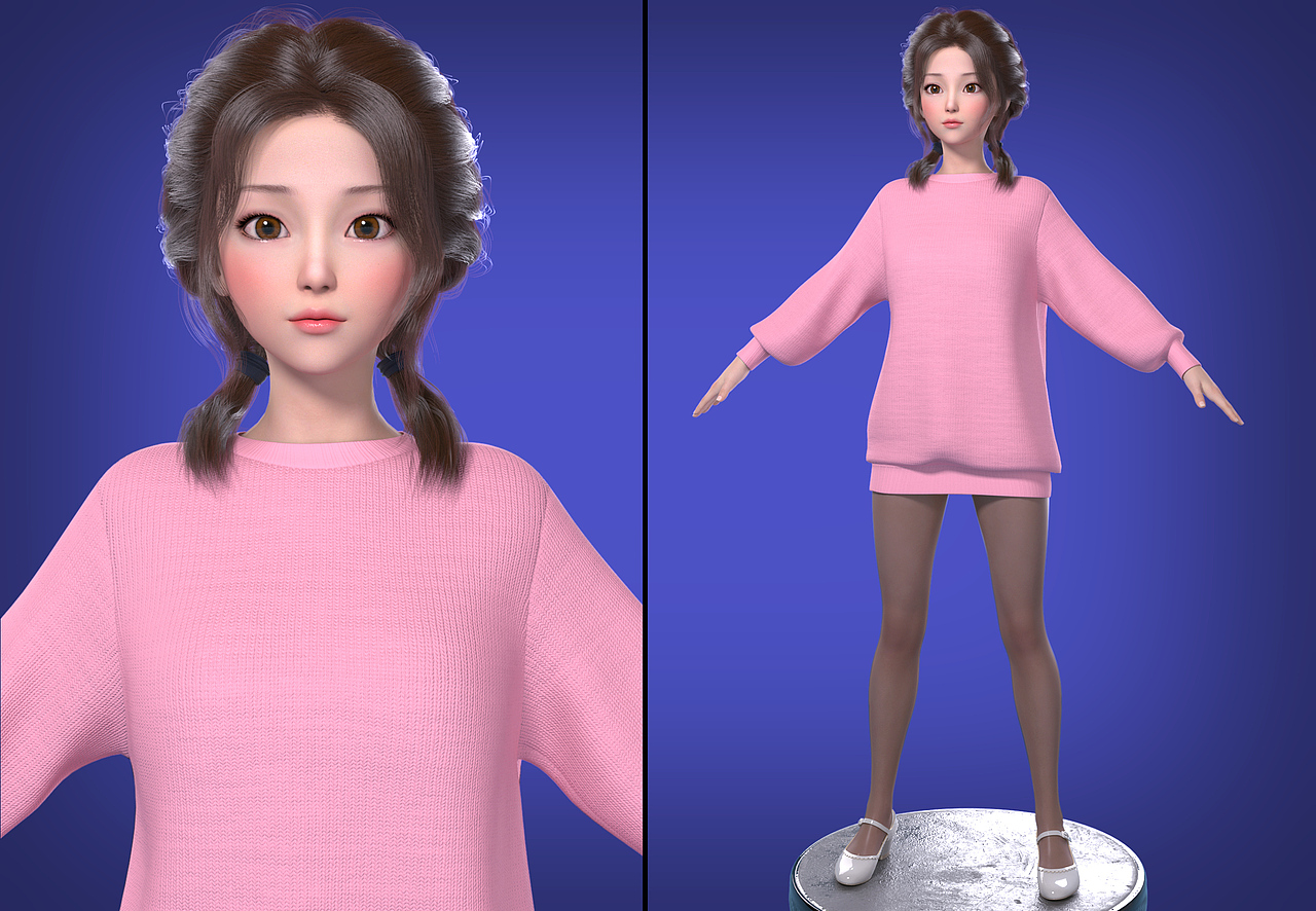 原创数字人美少女可爱女孩美女大学生青春少女