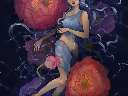 池塘。（个人主页-ZNjA0NjQ1OTI=） - 艺术插画 - 站酷设计师牡蛎锅锅原创素材 - 站酷ZCOOL