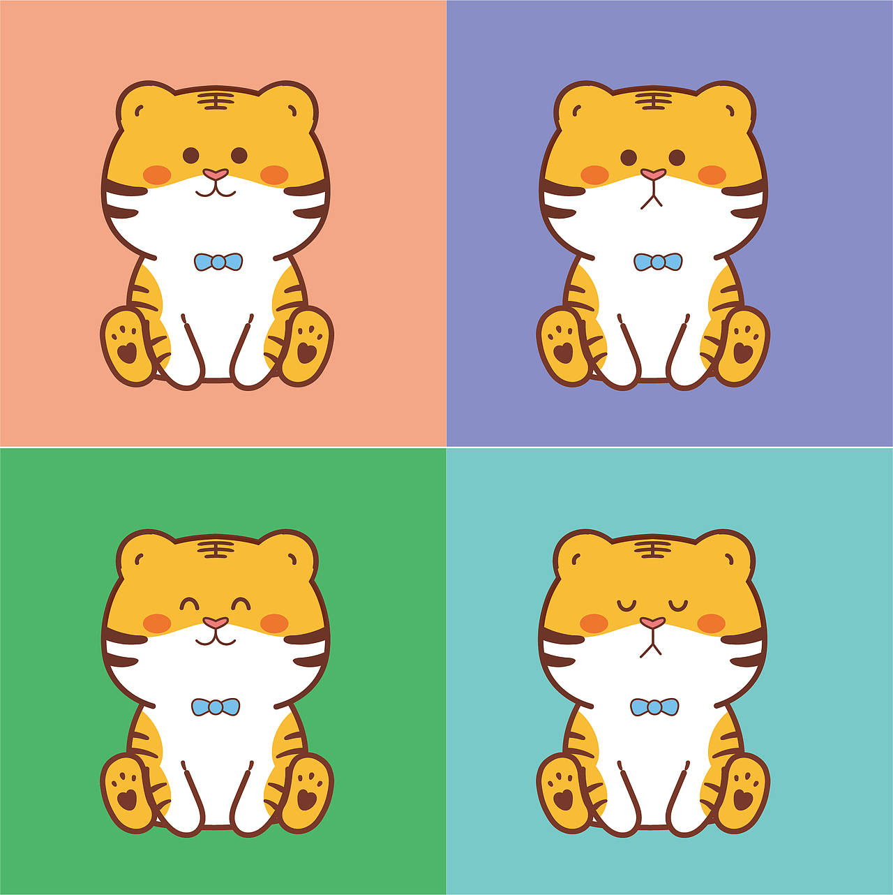 虎卡通可爱插画小老虎图片卡通表情包头像