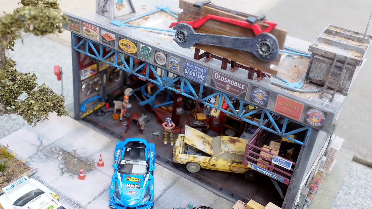 64比例迷你微缩场景模型 - 美式风格维修车间（图ZMzI2NDE3ODA4） - 其他手工艺 - 站酷设计师玩手工的饼哥原创素材 - 站酷ZCOOL