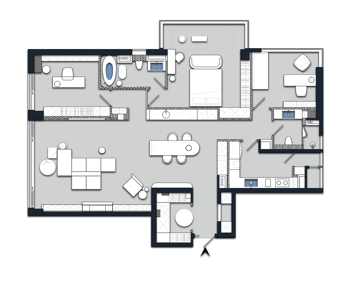 木色与黑白色调搭配,经典的美