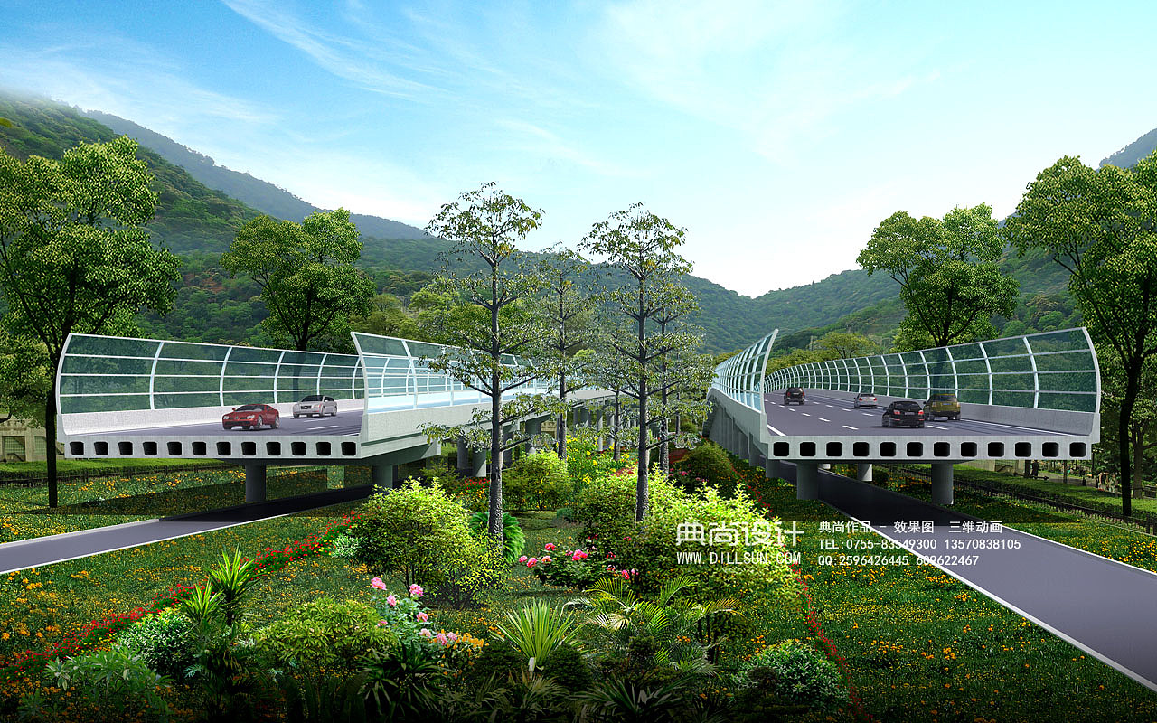 跨线桥效果图作品高架桥