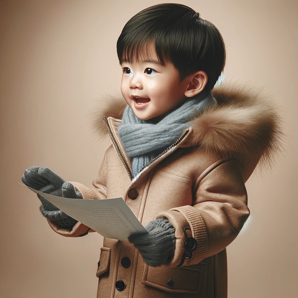 少儿寒假朗诵拿话筒形象