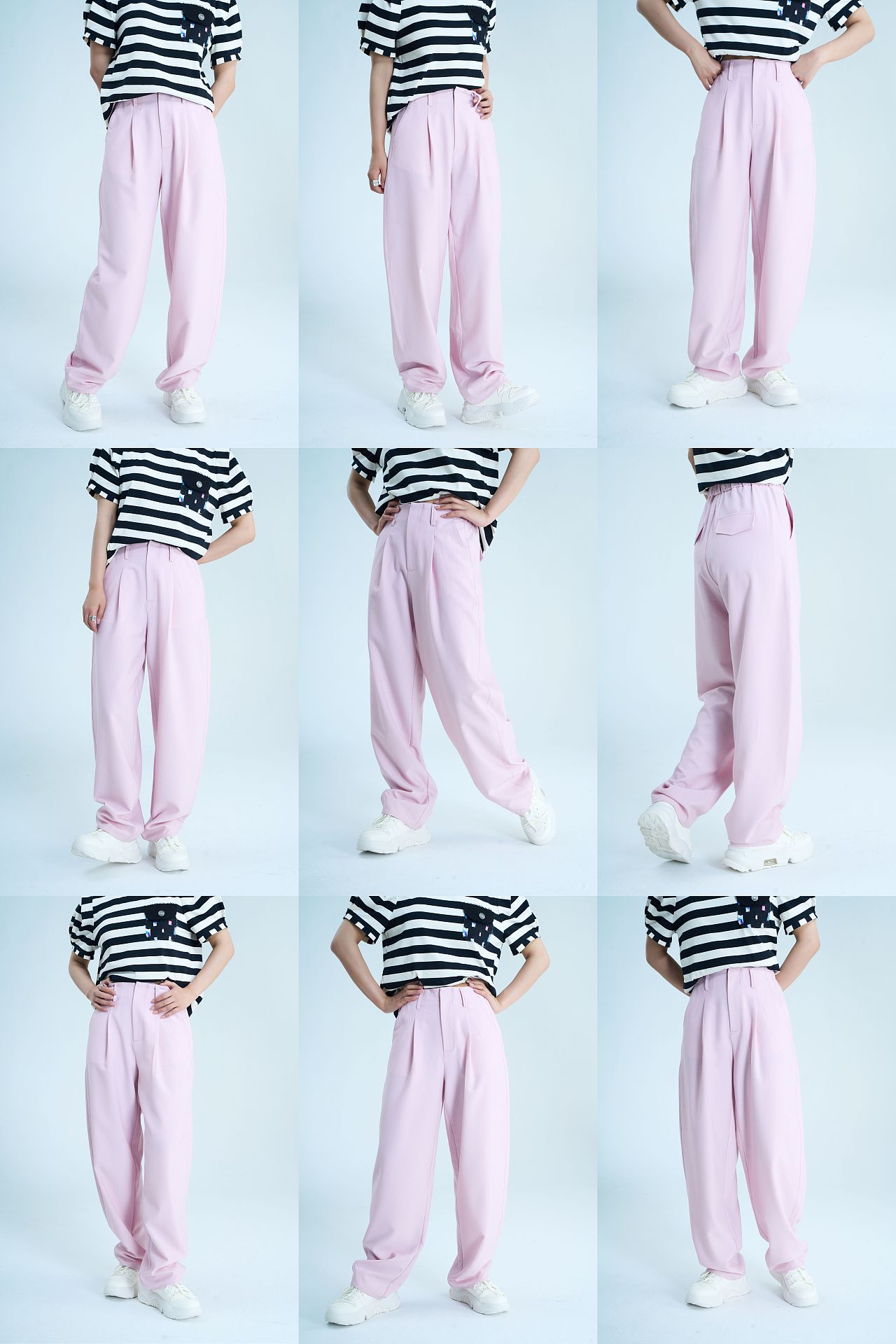 韩系品牌女装lookbook作品 条纹T恤和粉色西裤（图ZMzM5NjU3ODc2） - 人像摄影 - 站酷设计师不只语言原创素材 - 站酷ZCOOL