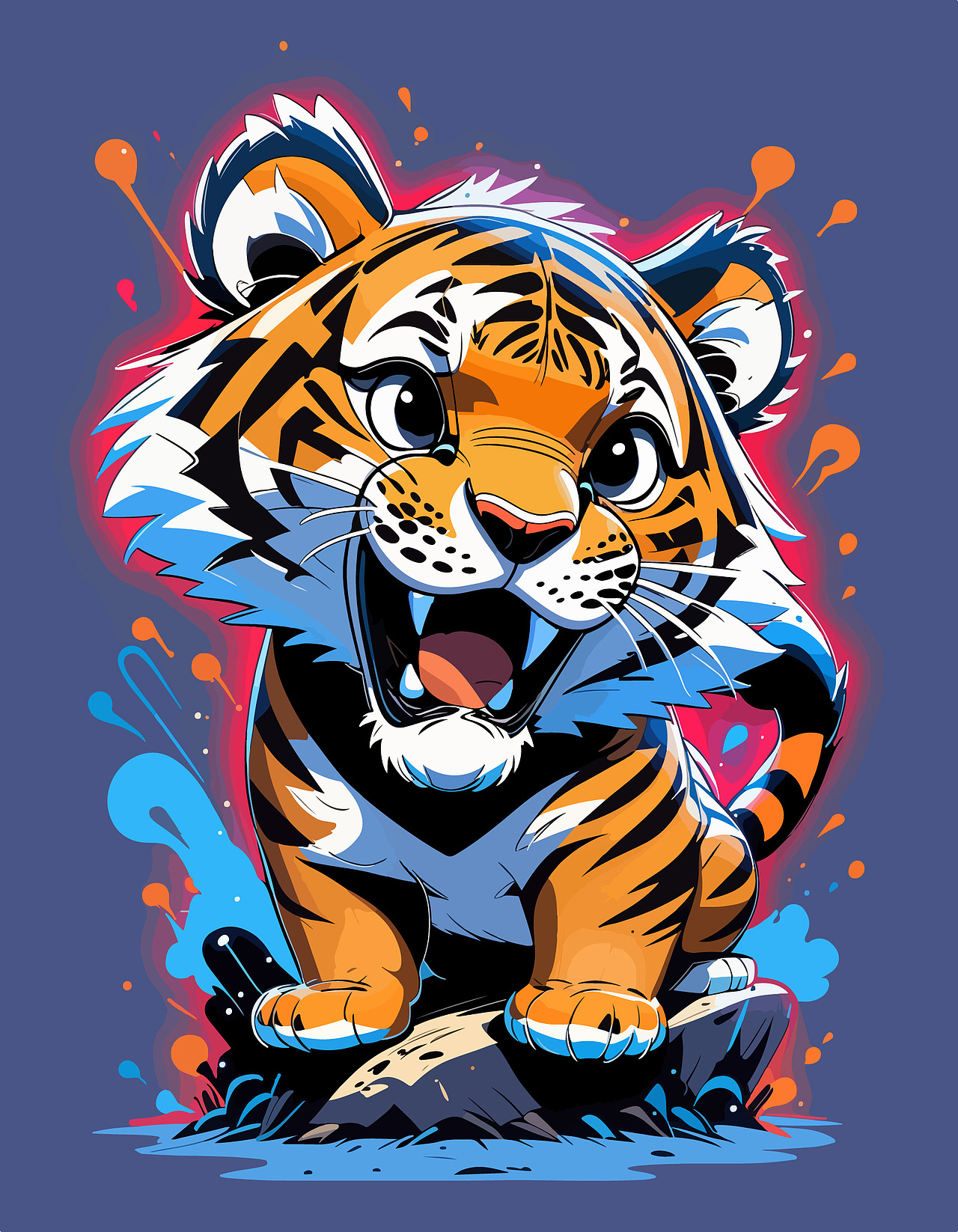 美式卡通涂鸦小老虎