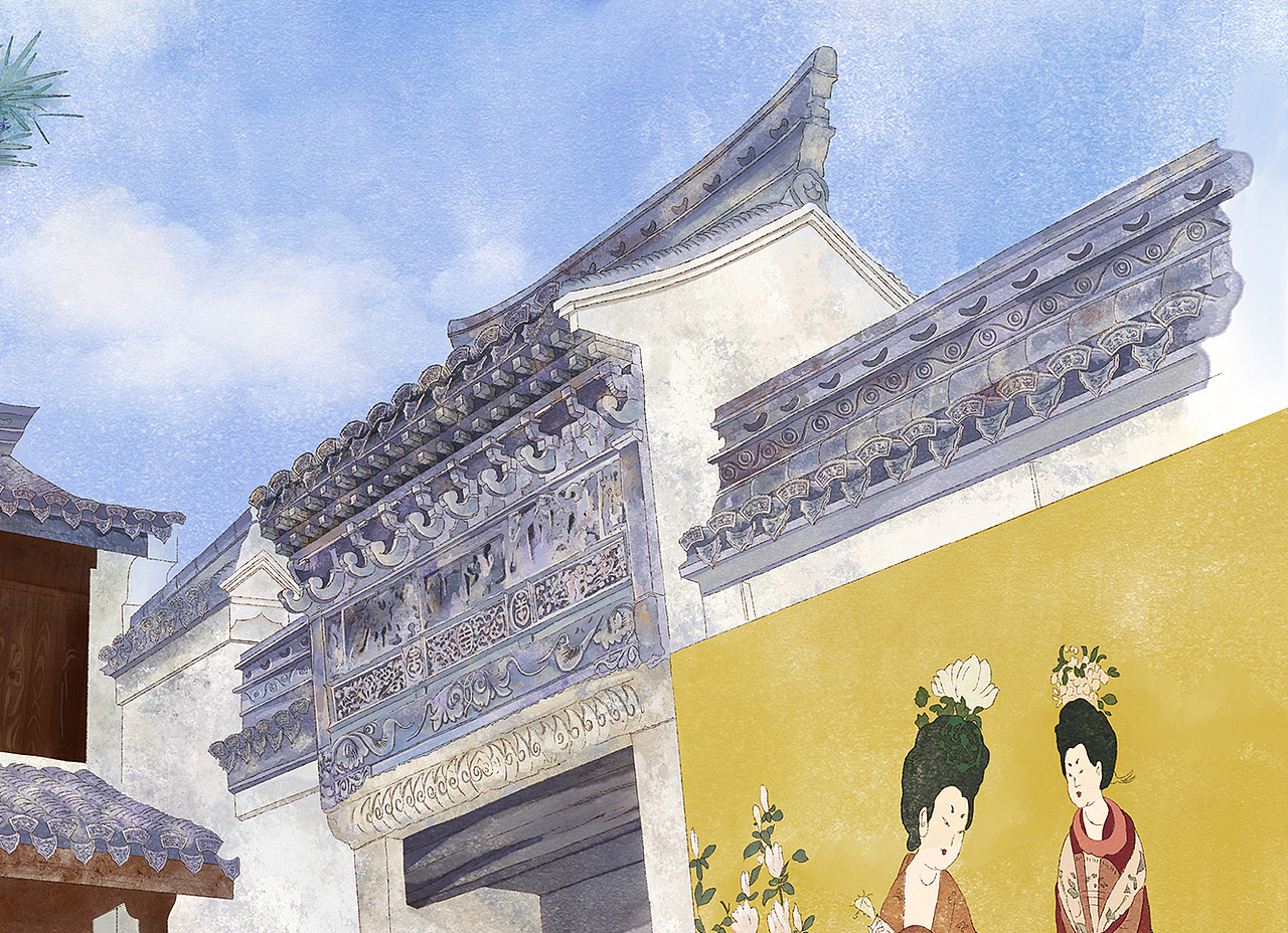 红妆纪特约商插之——总部大院儿（图ZMzI5MzI5NzU2） - 艺术插画 - 站酷设计师噜猫小画家原创素材 - 站酷ZCOOL
