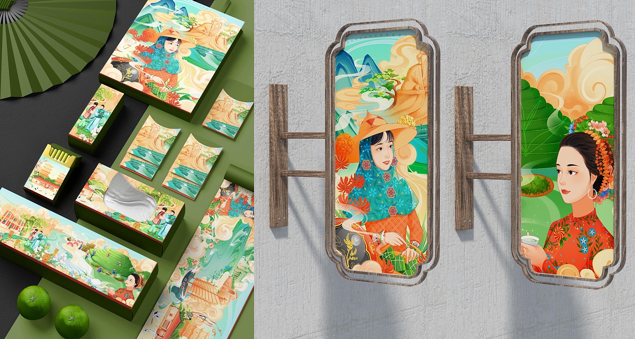 国风城市插画《泉州风物图卷》