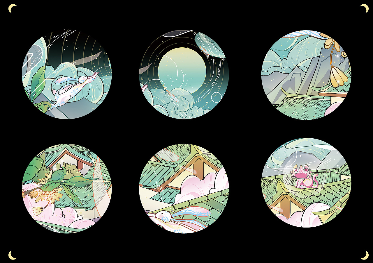 中秋插画（图ZMzQ2NjYxMDI4） - 商业插画 - 站酷设计师脑空不空原创素材 - 站酷ZCOOL