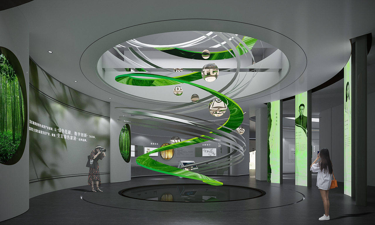 展厅设计绿色沉浸式科技艺术感美术馆打卡空间未来感