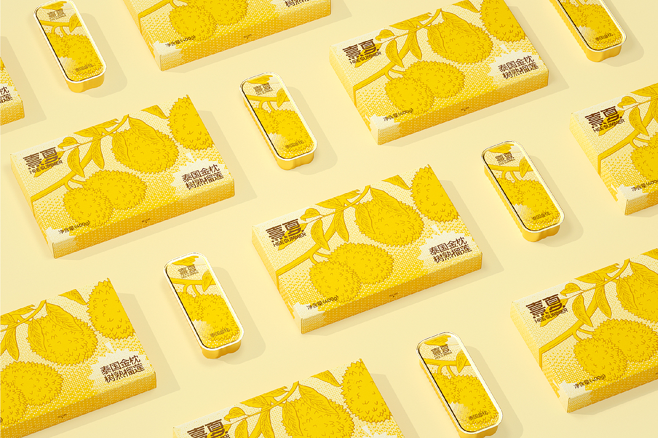 熹夏HEE SUMMER×南风效应-生鲜品牌设计榴莲包装设计（图ZMzM0ODU4MDU2） - 包装 - 站酷设计师南风效应品牌设计原创素材 - 站酷ZCOOL